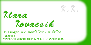 klara kovacsik business card